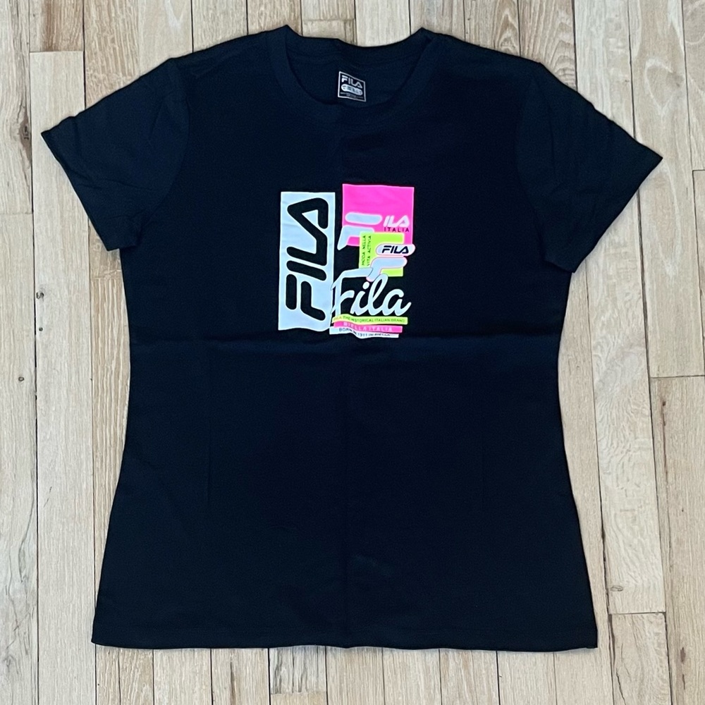 FILA Collage Logo Crew T-Shirt Nwt